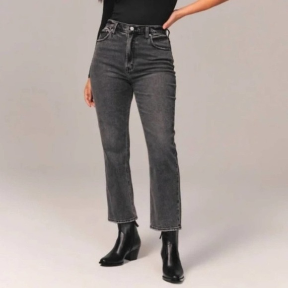 Abercrombie & Fitch Denim - Abercrombie & Fitch Curve Love Ultra High Rise Straight Ankle Black Jeans